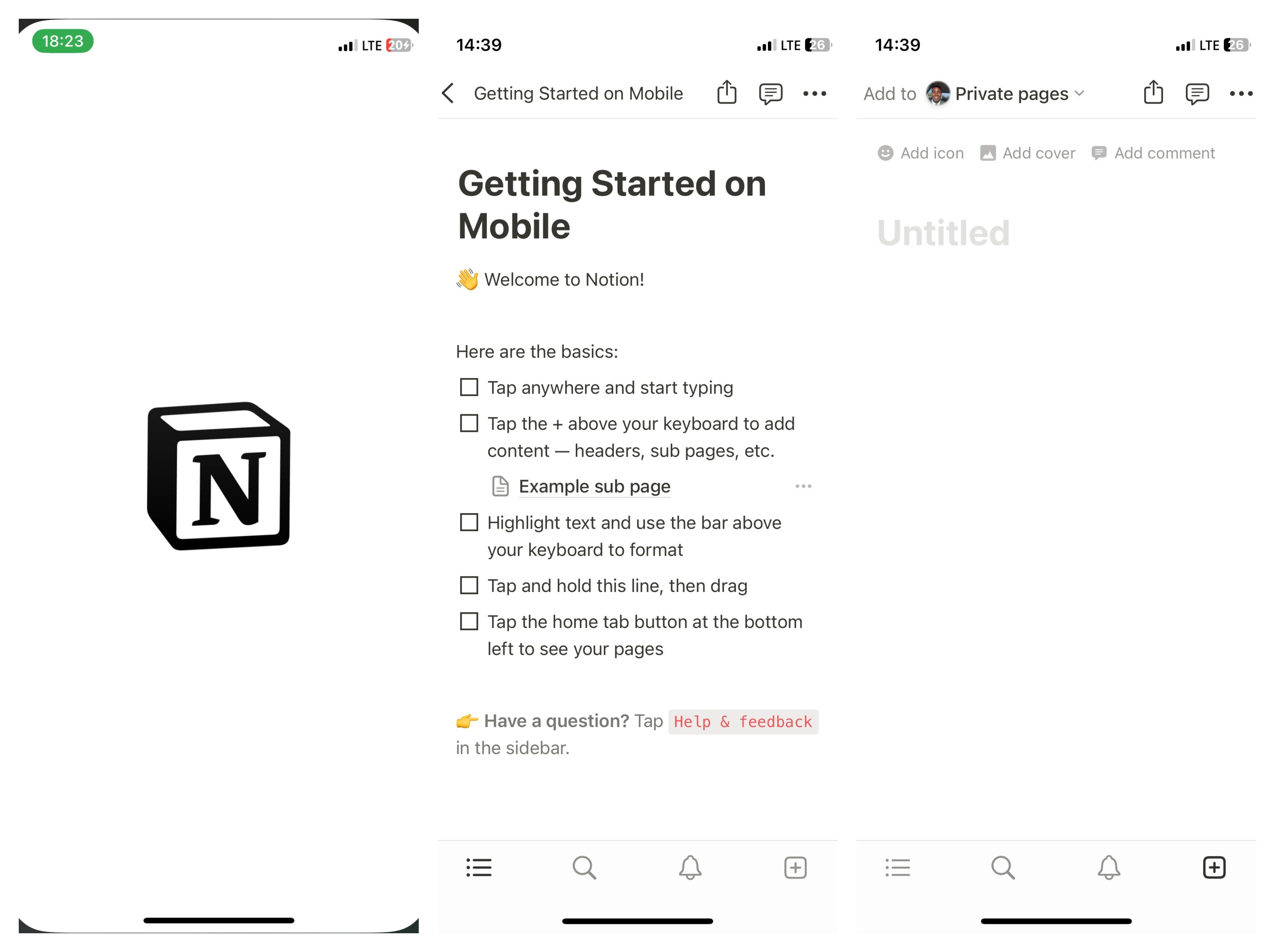Notion App for iPhone