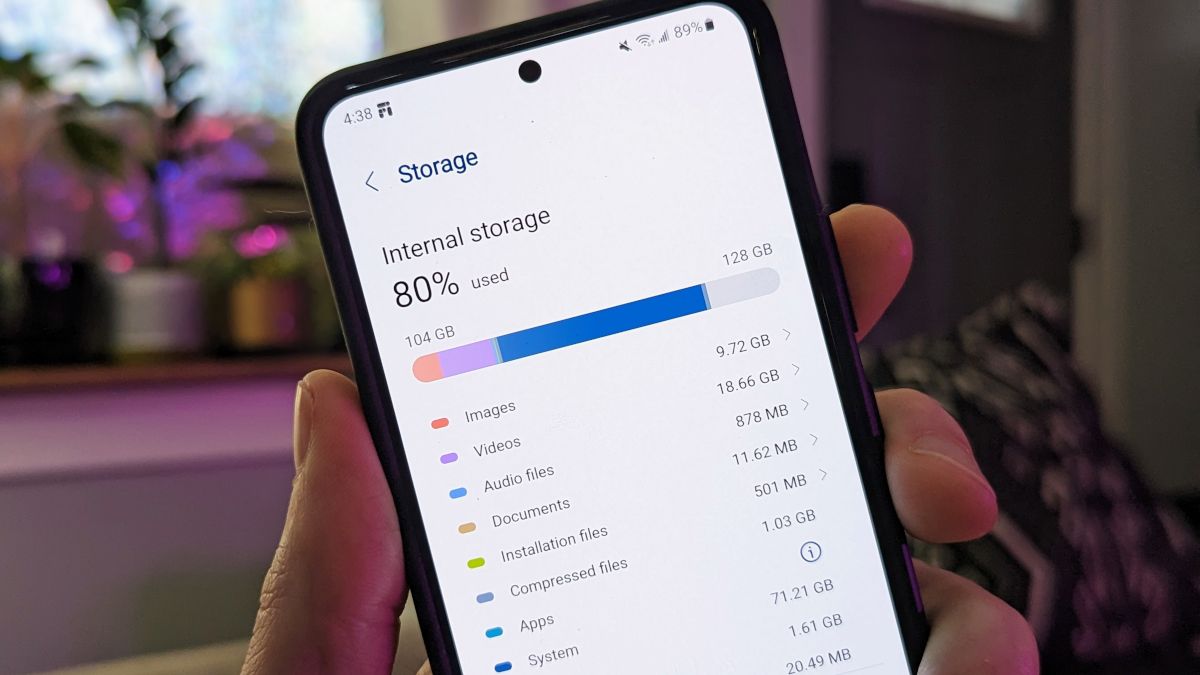 Android storage settings.