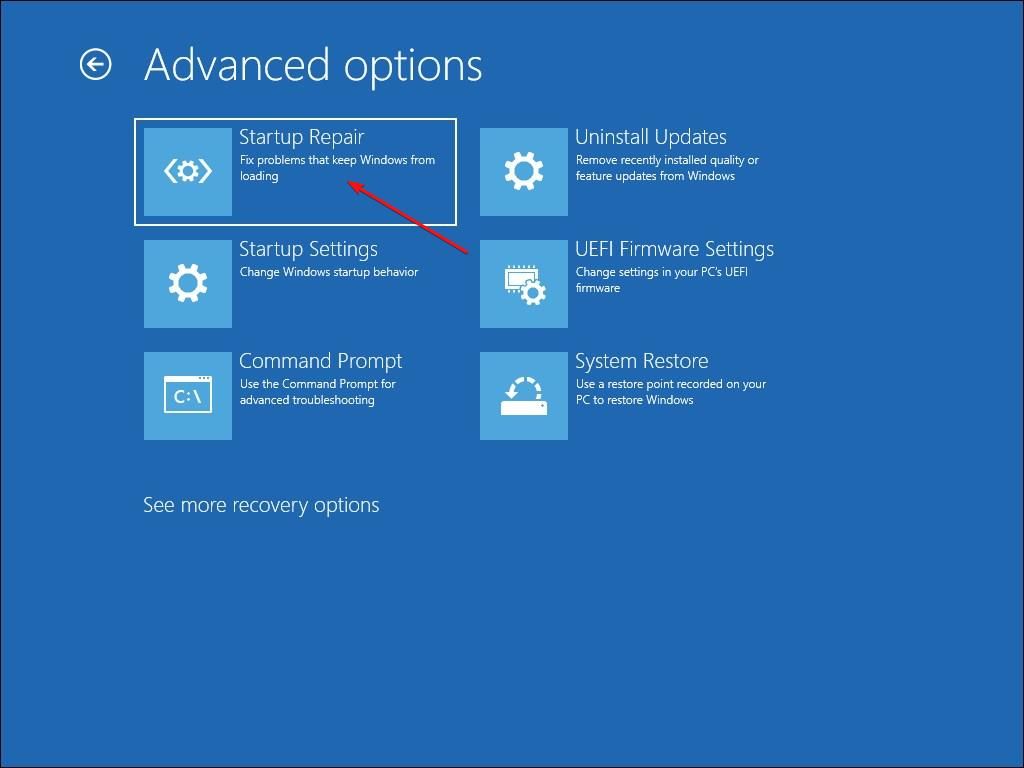 Windows 11 Recovery Menu Advanced Options Startup Repair Screen