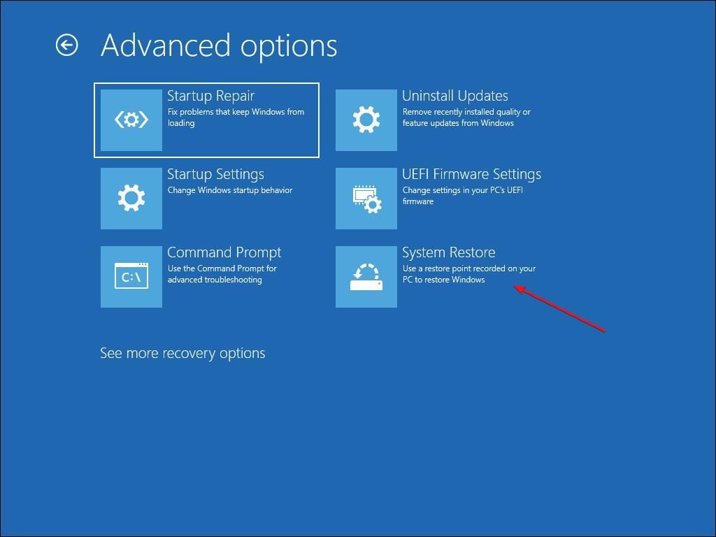 Windows 11 Recovery Menu Advanced Options System Restore Screen