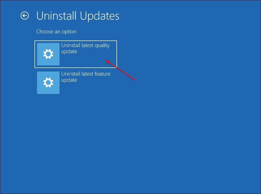 Windows 11 Recovery Menu Uninstall Updates Option