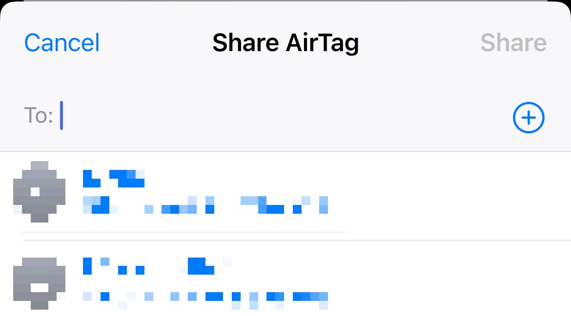 Укажите контакты, с которыми вы хотите поделиться своей меткой AirTag