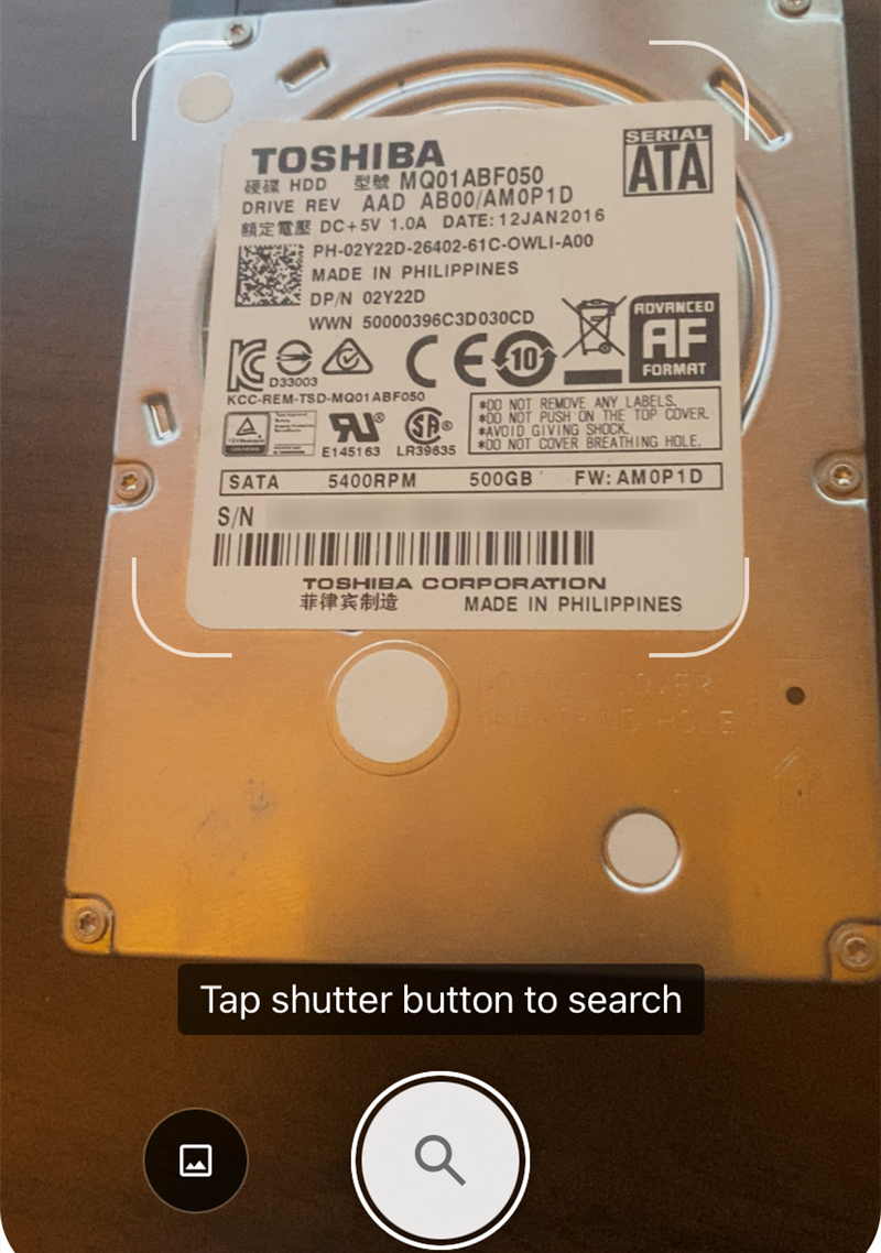 Scanning an old Toshiba hard drive. 