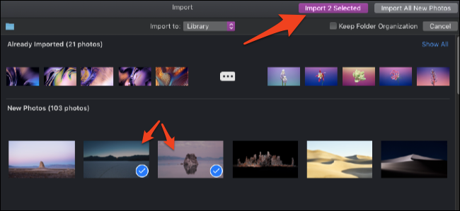 macOS Photos app import screen