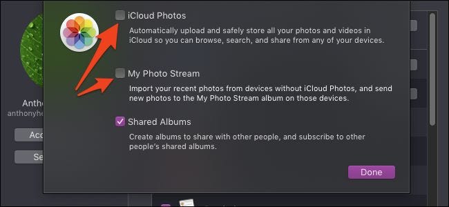 iCloud photos options